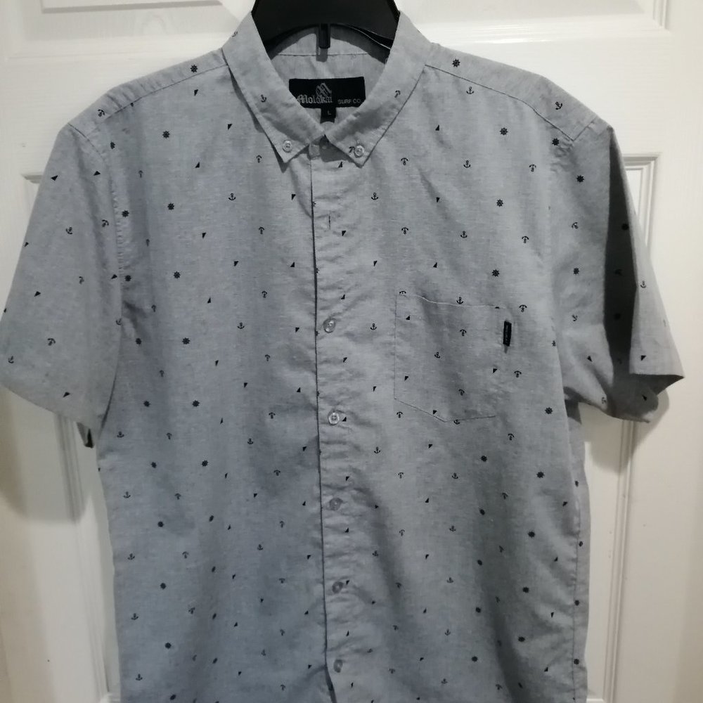 Men's Molokai Surf Co. Short-Sleeved Shirt Anchor Design, Size L, Gently Used